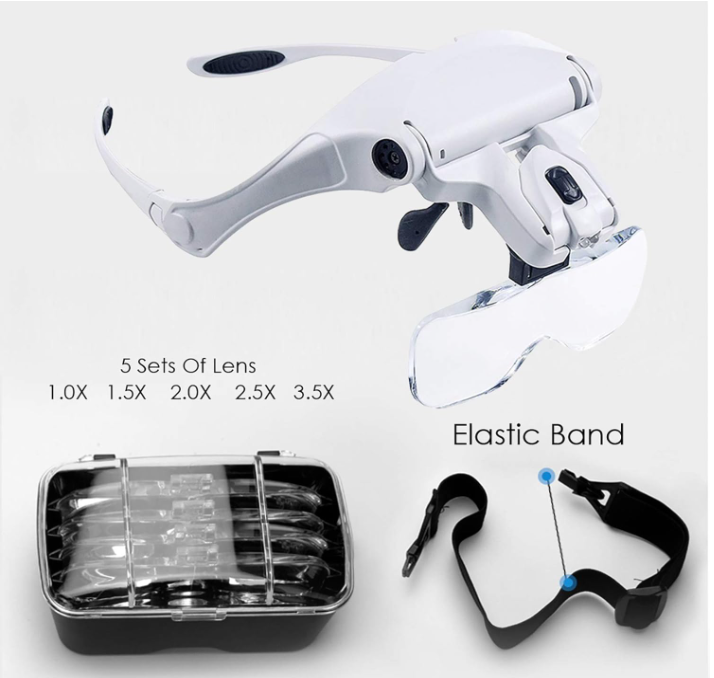 Magnification Glasses Set, with Light and 5 Magnification Lenses, sold per 1/ea - Image 2