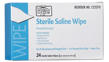 Sterile Saline Wipes, box/24